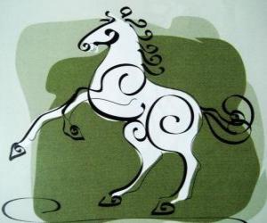 yapboz At, At işareti, Çin astrolojisinde At yılı. Çin Zodyak yedinci hayvan